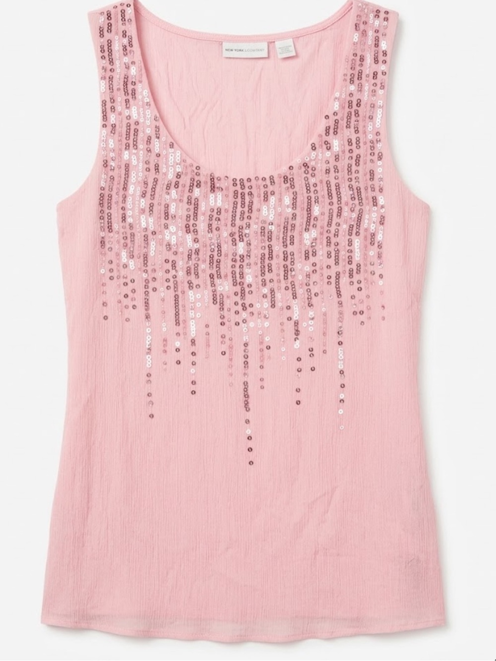 New York & Company Pink Sequin Scoop Tank